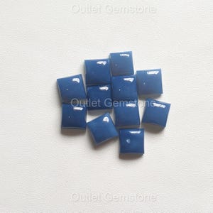 Natural Blue Opal Square Shape Cabochon Flat Back Calibrated Wholesale Square Gemstones, All Sizes Available