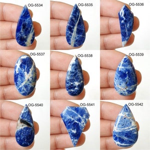 Pierres précieuses de sodalite naturelle Cabochons de sodalite de qualité supérieure Cabine polie lisse Cristal de sodalite fabriqué à la main pour faire de l'artisanat DIY image 3