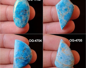 Pierre précieuse naturelle d’apatite au néon - Cabochon d’apatite en gros - Dos plat - Lâche - Poli - Cristal d’apatite pour la fabrication de bijoux