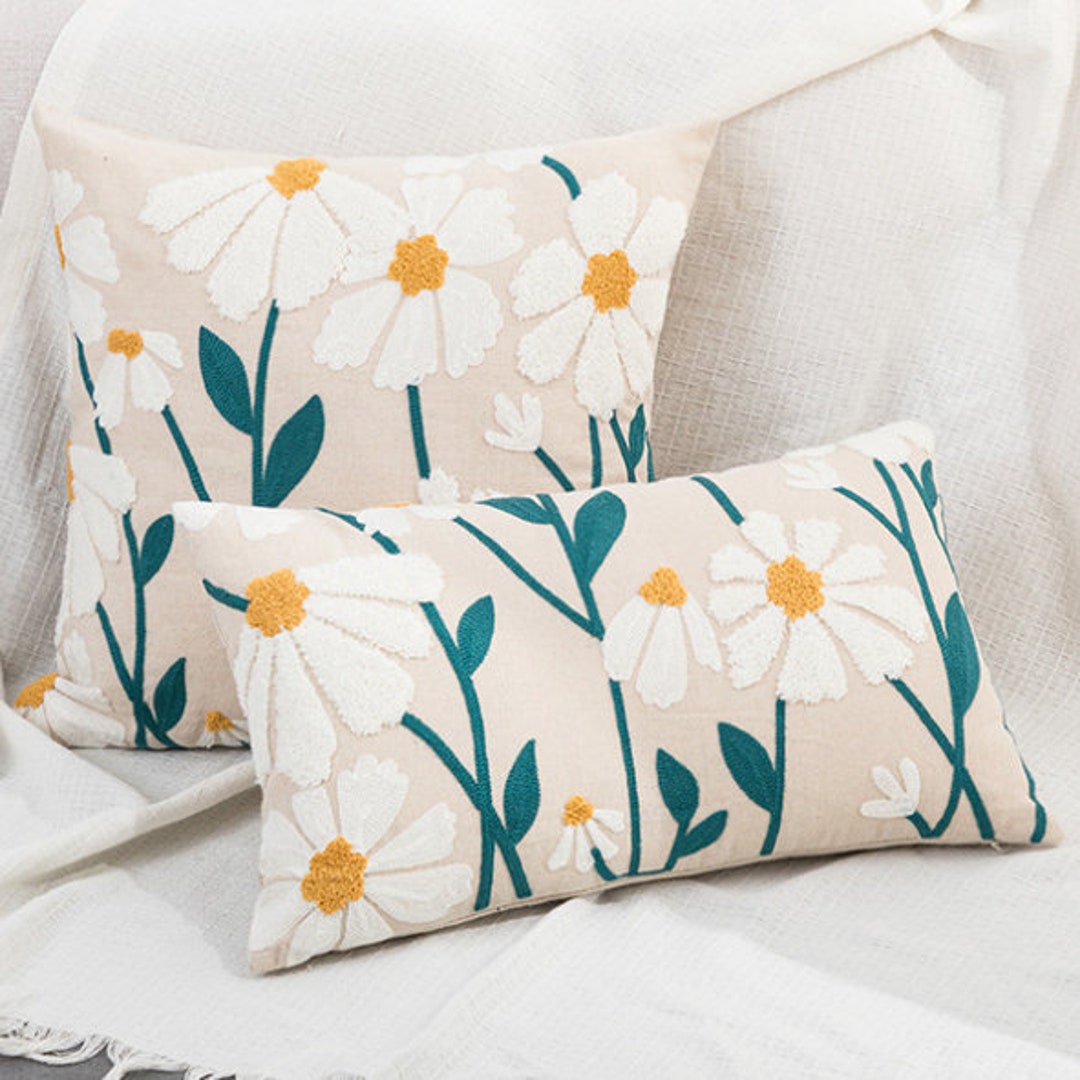 Embroidered Floral Pillow Covers 18x18 12x20丨throw Pillow Case Etsy