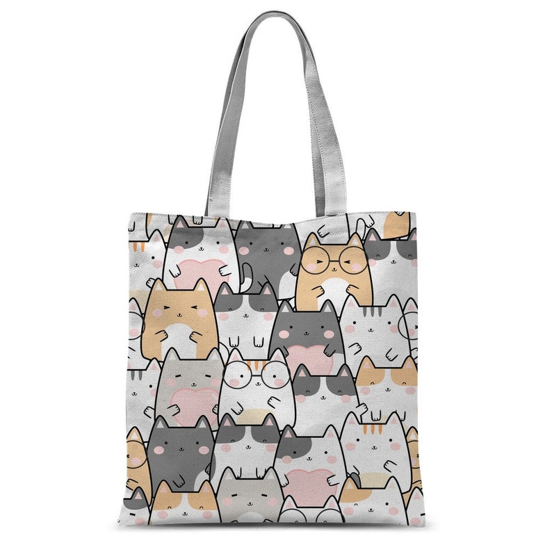 Kawaii Cute Cat Classic Tote Bag Kawaii Tote Bag Etsy