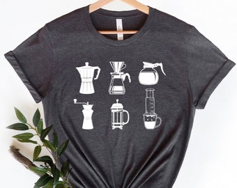 Coffee Maker Types T-Shirt: Barista Gift