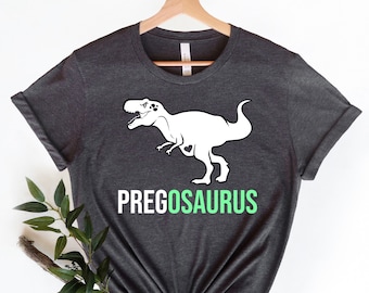 Pregosaurus Schwangerschafts-T-Shirt: Lustiges Schwangerschaftsankündigungs-Dinosaurier-T-Shirt