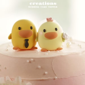 duck wedding cake topper,handmade ducks couple cake topper,custom wedding cake topper,birthday cake topper,bride and groom cake topper