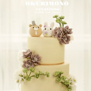 bunny and bear wedding cake topper,rabbit and bear cake topper,couple couple cake topper,birthday topper,bride and groom topper,wedding gift