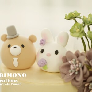 bunny and bear wedding cake topper,rabbit and bear cake topper,couple couple cake topper,birthday topper,bride and groom topper,wedding gift