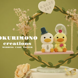 duck wedding cake topper,handmade ducks couple cake topper,custom wedding cake topper,birthday cake topper,bride and groom cake topper