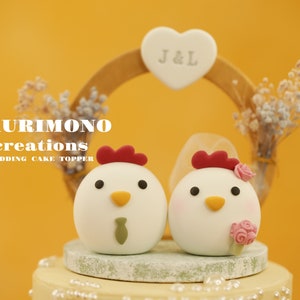 rooster and chicken wedding cake topper,rooster cake topper,Chiness Zodiac cake topper,bride and groom cake topper,custom couple cake topper