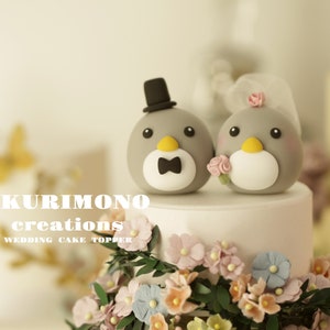 penguin wedding cake topper,handmade penguin couple cake topper,love birds cake topper,birthday cake topper,bride and groom cake topper