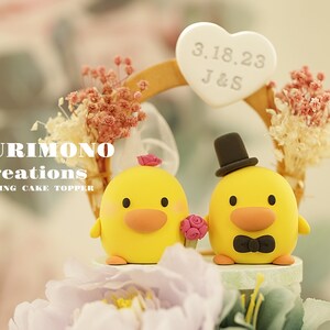 duck wedding cake topper,handmade ducks couple cake topper,custom wedding cake topper,birthday cake topper,bride and groom cake topper