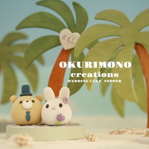 bunny and bear wedding cake topper,rabbit and bear cake topper,couple couple cake topper,birthday topper,bride and groom topper,wedding gift