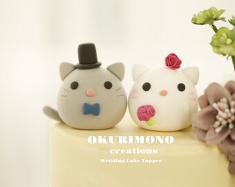 kitty wedding cake topper,cat cake topper,handmade couple cake topper,custom cake topper,birthday cake topper,bride and groom cake topper