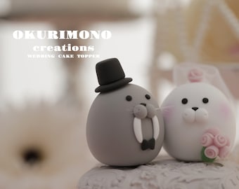 seal and walrus wedding cake topper,seal couple cake topper,walrus wedding cake topper,birthday cake topper,bride and groom cake topper