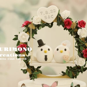 love birds wedding cake topper,handmade birds couple cake topper,custom birds cake topper,birthday cake topper,bride and groom cake topper