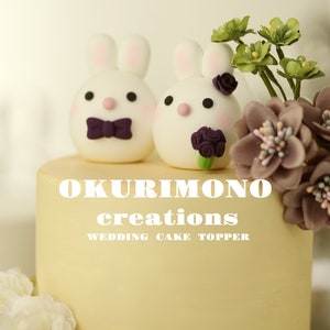 bunny wedding cake topper,rabbit cake topper,handmade couple cake topper,bunnies cake topper,Chiness Zodiace topper,bride and groom topper