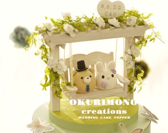 Hase und Bär Tortenstecker, Tortenstecker Hase und Bär, Tortenstecker Geburtstag, Kuchentopper, Braut und Bräutigam, Hochzeitstorte, Tortenstecker Paar