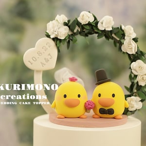 duck wedding cake topper,handmade ducks couple cake topper,custom wedding cake topper,birthday cake topper,bride and groom cake topper