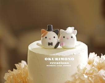 キティウェディングケーキトッパー、三毛猫ケーキトッパー、カップル