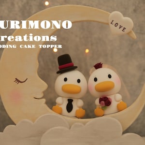 duck wedding cake topper,handmade ducks couple cake topper,custom wedding cake topper,birthday cake topper,bride and groom cake topper