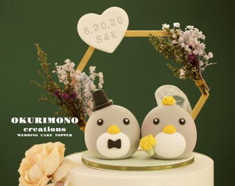 penguin wedding cake topper,handmade penguin couple cake topper,love birds cake topper,birthday cake topper,bride and groom cake topper