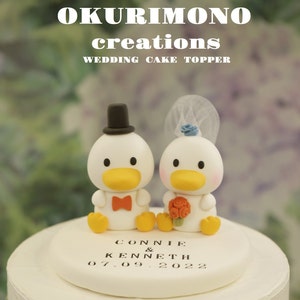 duck wedding cake topper,handmade ducks couple cake topper,custom wedding cake topper,birthday cake topper,bride and groom cake topper