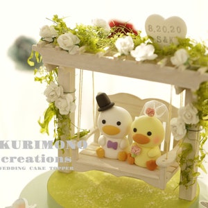 duck wedding cake topper,handmade ducks couple cake topper,custom wedding cake topper,birthday cake topper,bride and groom cake topper