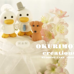 duck wedding cake topper,handmade ducks couple cake topper,custom wedding cake topper,birthday cake topper,bride and groom cake topper