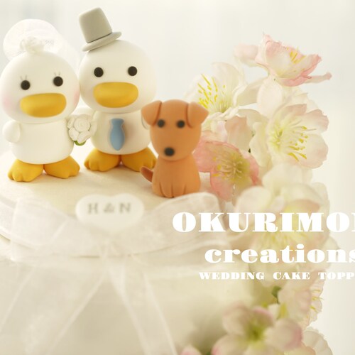 Duck wedding cake topper,handmade ducks couple cake topper,custom wedding cake topper,birthday cake topper,bride shops and groom cake topper