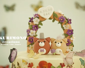 Shiba inu wedding cake topper,pet cake topper,couple cake topper,custom dog cake topper,Chiness Zodiac topper,bride and groom cake topper