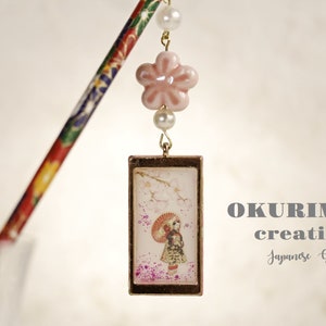 Japanese hair stick,kanzashi geisha hair piece,orient hair jewelry,japanese hairpin,Hanami Hair Chopsticks,Wedding Hair accessories,J42