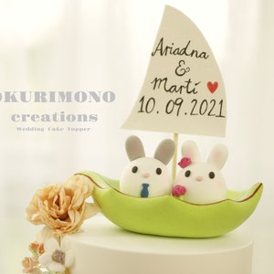 bunny wedding cake topper,rabbit cake topper,handmade couple cake topper,bunnies cake topper,Chiness Zodiace topper,bride and groom topper