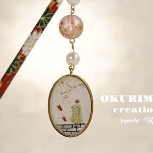 Japanese hair stick,kanzashi geisha hair piece,orient hair jewelry,japanese hairpin,Hanami Hair Chopsticks,Wedding Hair accessories,J39