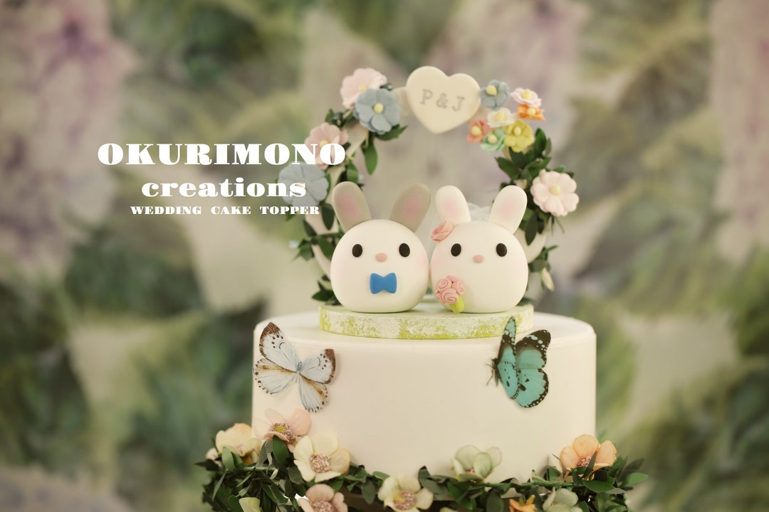 Rabbit Topper Bunny Wedding Cake Topper,rabbit Cake Topper,handmade Couple Cake ...