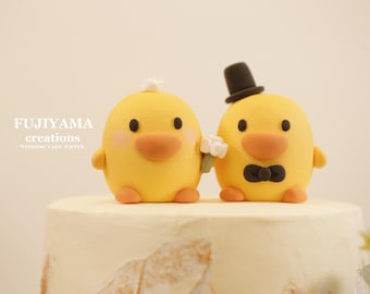 Adorno para tarta de boda con forma de pato, adorno para tarta de pareja de patos hecho a mano, adorno personalizado para tarta de boda, adorno para tarta de cumpleaños, adorno para tarta de novios