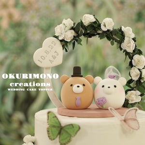 polar bear and teddy bear wedding cake topper,couple cake topper,birthday cake topper,bride and groom cake topper,anniversary cake topper