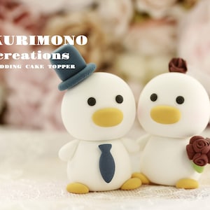 duck wedding cake topper,handmade ducks couple cake topper,custom wedding cake topper,birthday cake topper,bride and groom cake topper