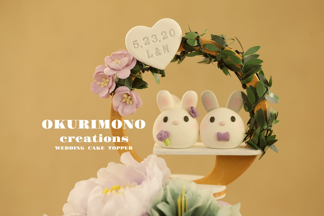 Rabbit Topper Bunny Wedding Cake Topper,rabbit Cake Topper,handmade Couple Cake ...