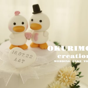 duck wedding cake topper,handmade ducks couple cake topper,custom wedding cake topper,birthday cake topper,bride and groom cake topper