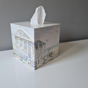 Handcrafted Beach House Tissue Box Cover: Coastal Home Decor