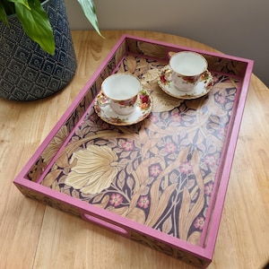 William Morris Serving Tray: Golden Lily, Red Painted Wood