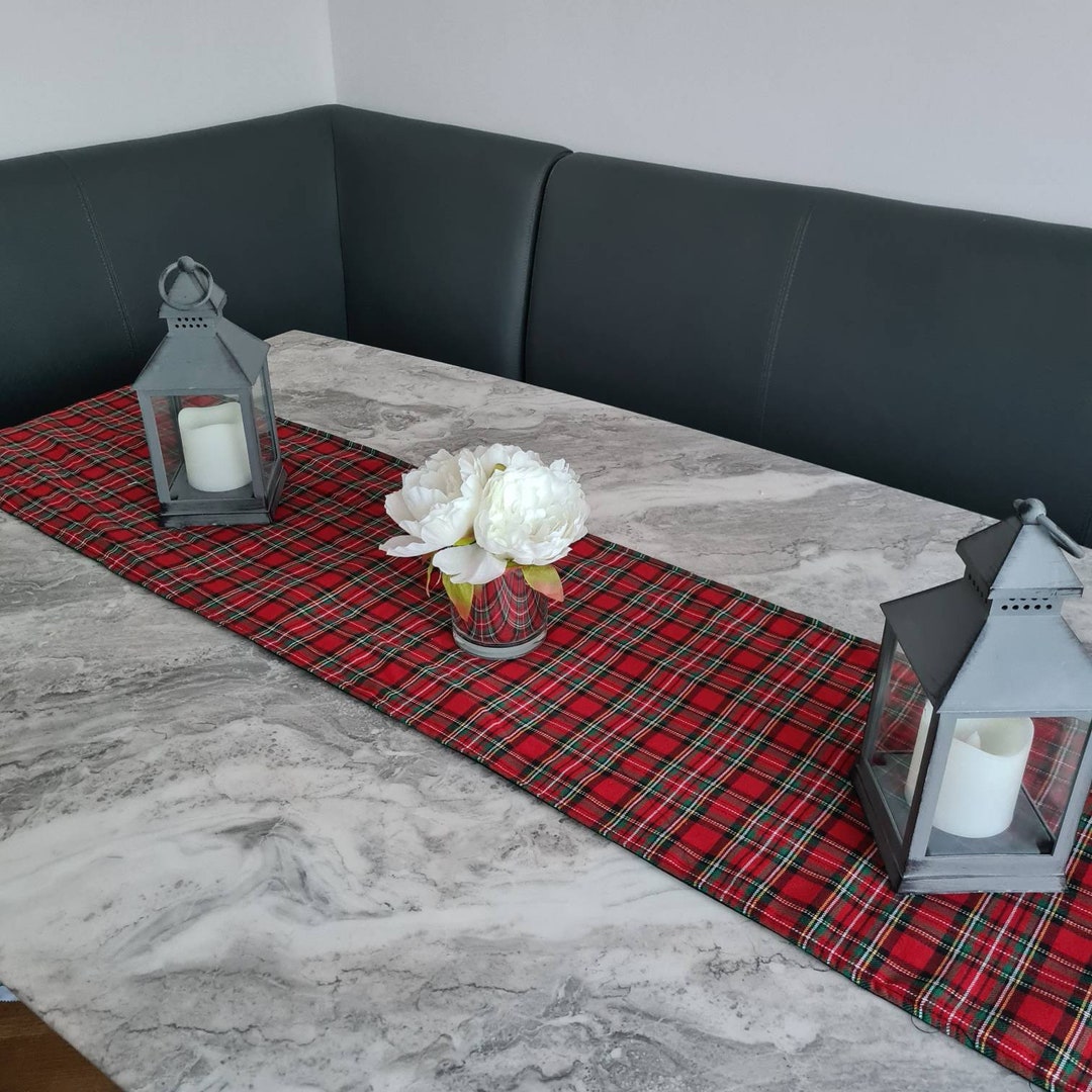 Preston Tartan Crest Table Runner - Cotton table runner