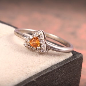 Orange Sapphire Ring, Gemstone Ring, September Birthstone Ring, Sapphire Jewelry, Engagement Ring, Sterling Silver Ring