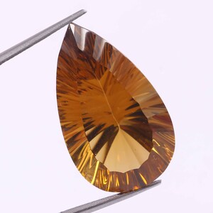 Concave Champagne Quartz Pear Shape 32x19x13mm Approximately 35.55 cts Single Piece Golden Faceted Quartz For Jewelry Making