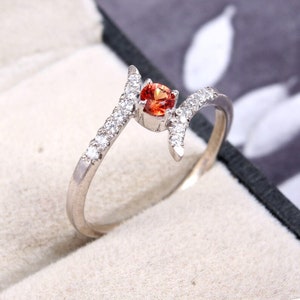 Orange Sapphire Ring, Gemstone Ring, September Birthstone Ring, Sapphire Jewelry, Engagement Ring, Sterling Silver Ring