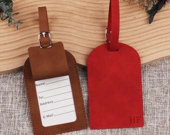 Personalized Leather Luggage Tag, Monogram Initial ID Tag, Embossed Travel Bag Tag, Business Trip Gift, Honeymoon Gift