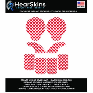 Hearts Cochlear Nucleus 7 or 8 Skins Stickers Cochlear Implant Decals Removable HearSkins