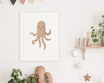 Sea Animal Nursery Prints, Under The Sea Nursery Wall Art, Gender Neutral Nursery Prints, Baby Room Decor, Octopus poster