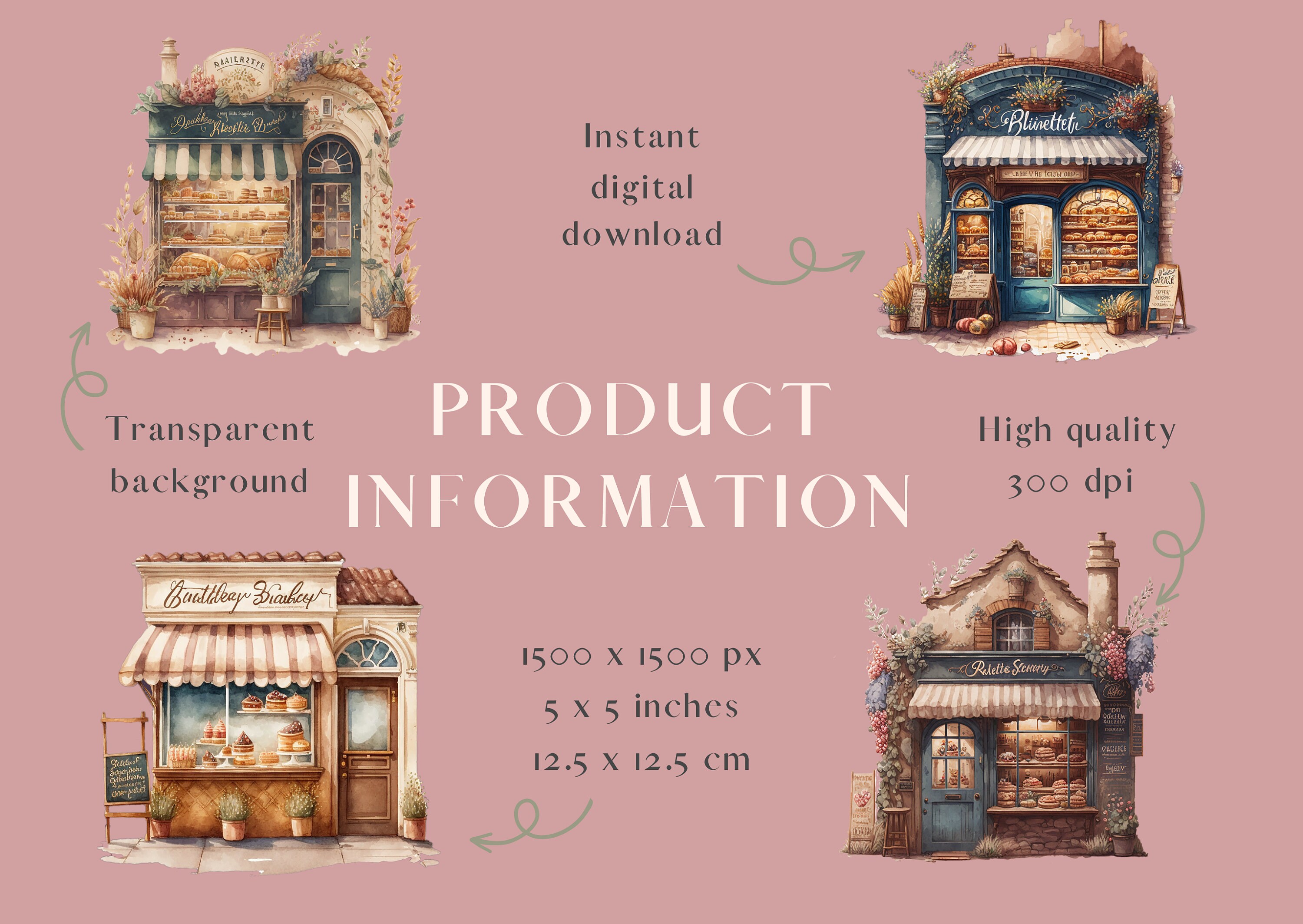 French Bakery Clipart Watercolour Bakery Designs Etsy