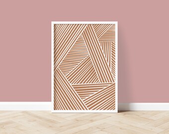 Earth tone abstract line art digital download, abstract geometric wall art printable, tween girl bedroom wall decor minimalist home decor