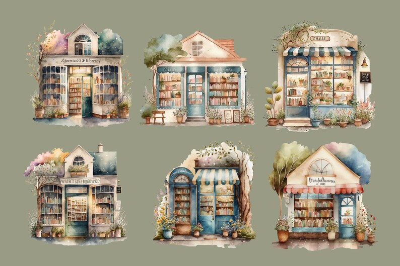 Bookshop Clipart for Commercial Use Graphics Bundle Png - Etsy